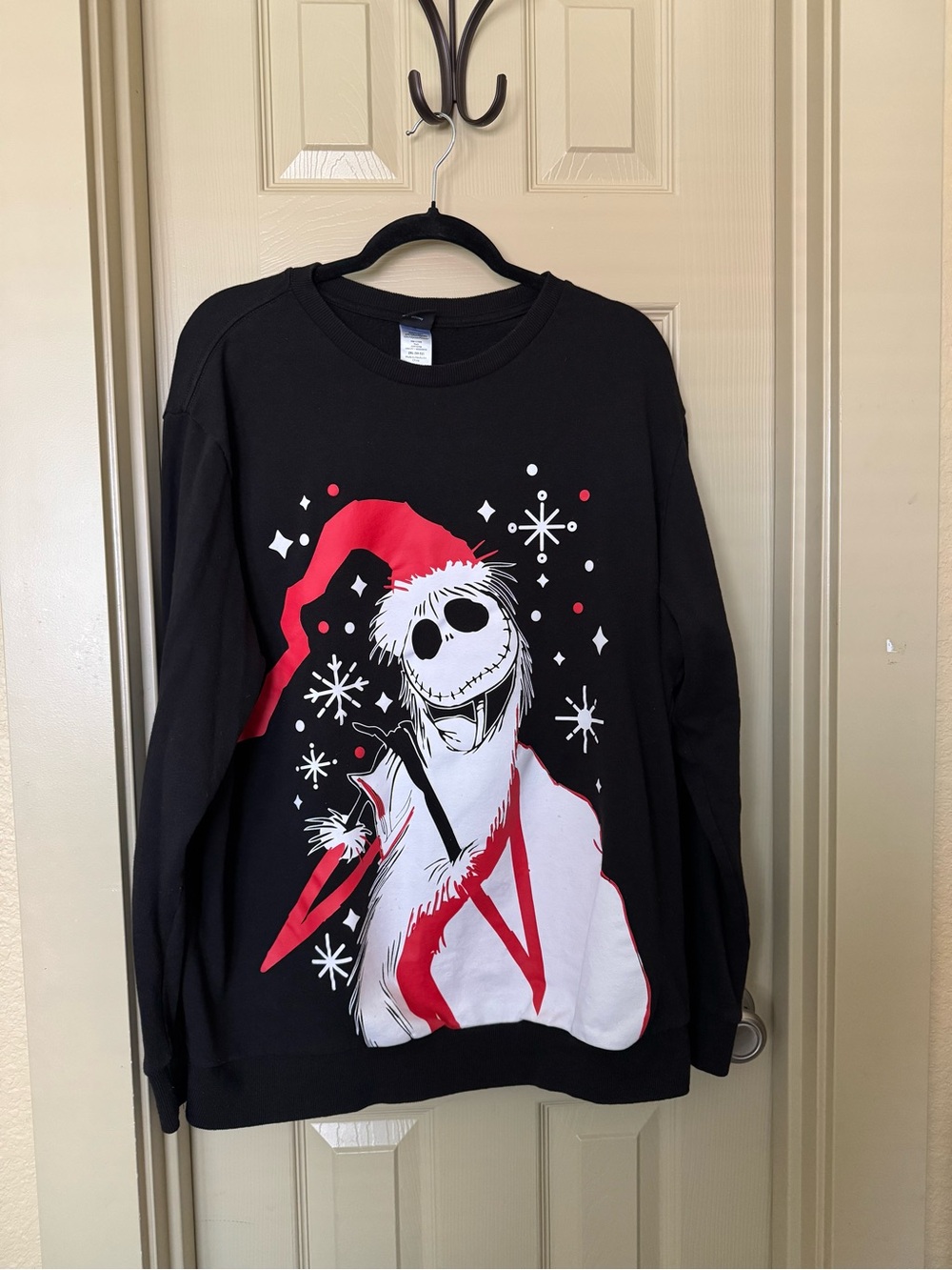 Disney Black Crewneck Sweatshirt with Red & White Jack Skellington Graphic